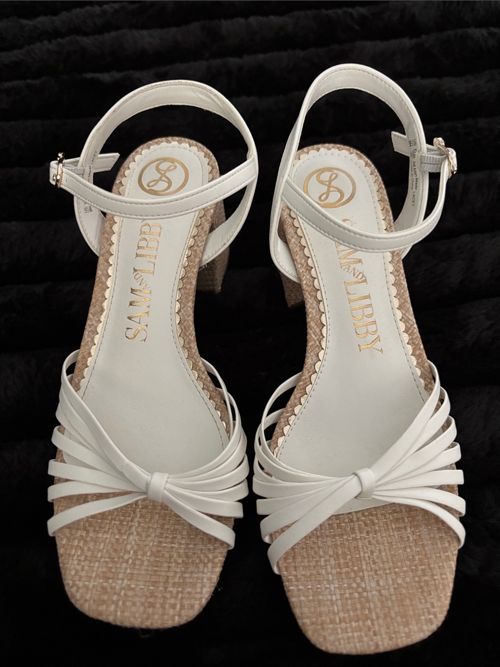 Sam & Libby White Knotted Strappy Ankle Strap Sandals
